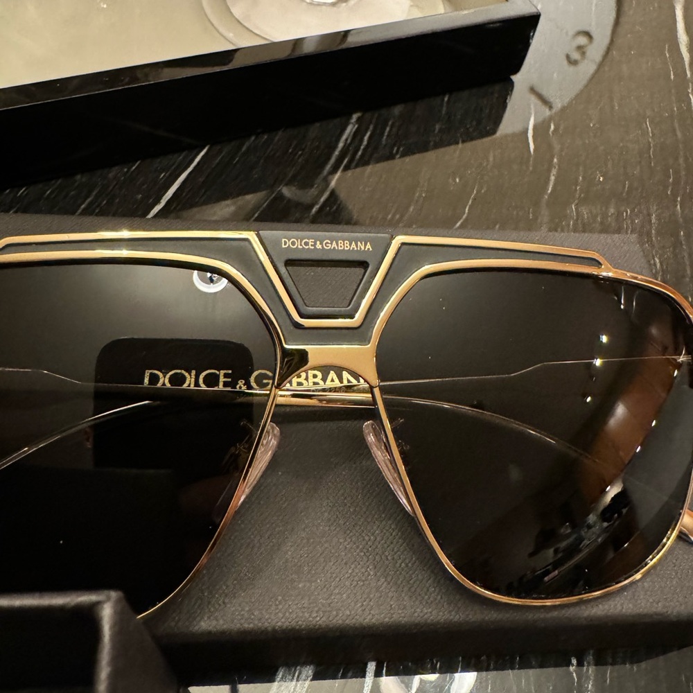 Dolce & Gabbana Gold Frame Sunglasses with Black Lenses